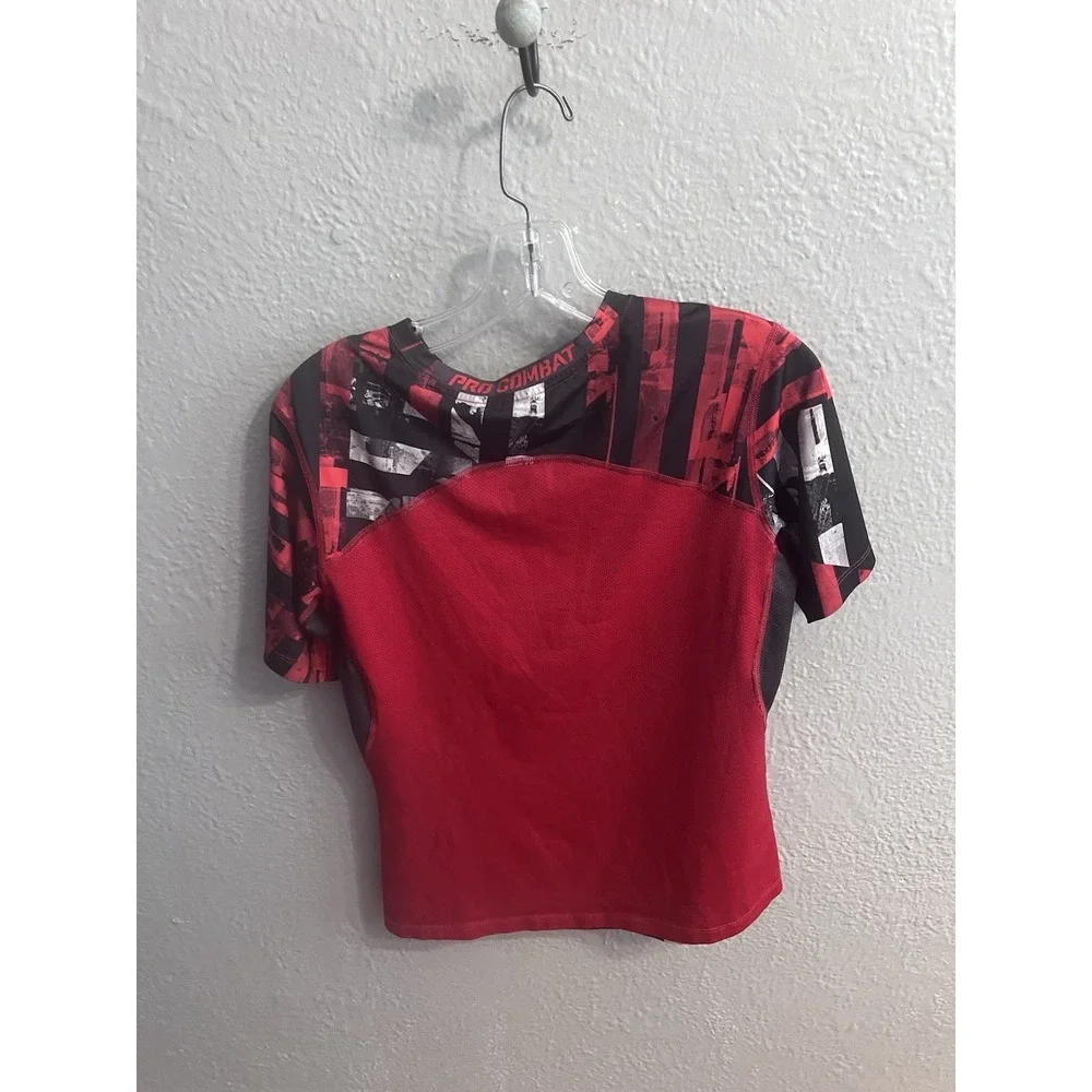 Boy's Nike Pro Combat Dri-Fit Compression Short Sleeve Shirt‎ Size XL Red Black